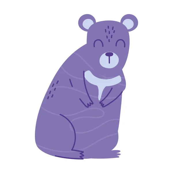 Purple big bear animal cartoon doodle color — ストックベクタ
