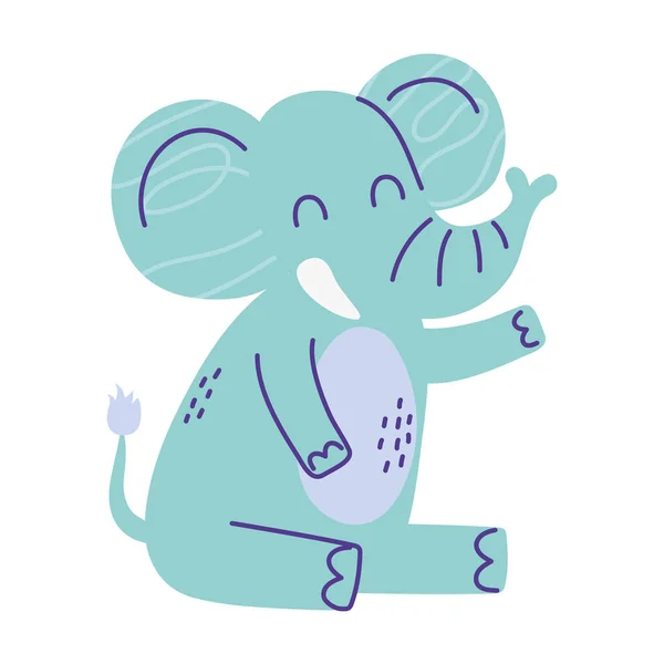 Cute elephant sitting animal cartoon doodle color — Stockvector