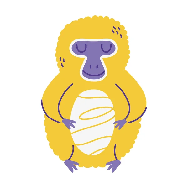 Orangután animal dibujos animados garabato color — Vector de stock