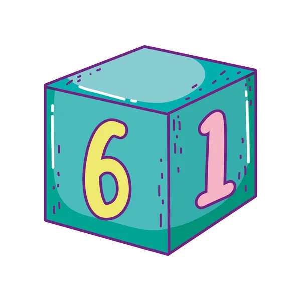 Toy cube number block learn icon — 스톡 벡터