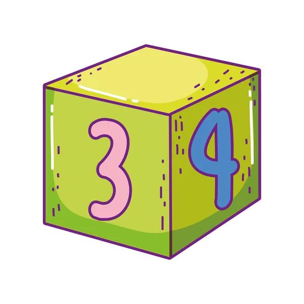 Toy cube number block learn icon — Stock Vector