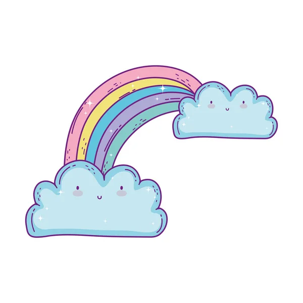 Cute rainbow clouds cartoon fantasy design — Stock Vector