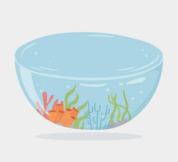 Reef water shaped bowl for fishes under sea cartoon — Stock Vector