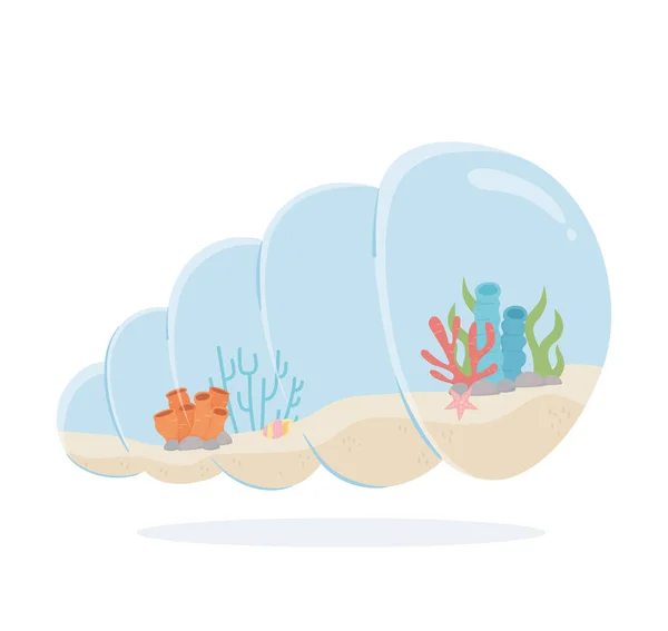 Estrela do mar recife de corais shell aquário sob desenhos animados do mar — Vetor de Stock