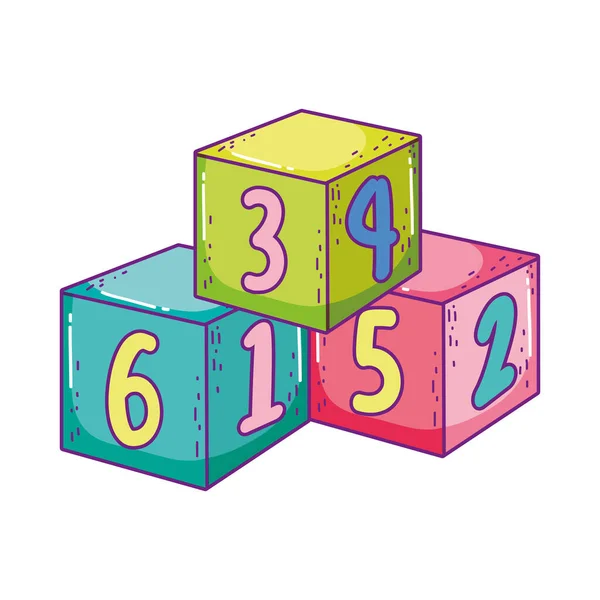 Toys pile cube blocks building cartoon — Stockvektor