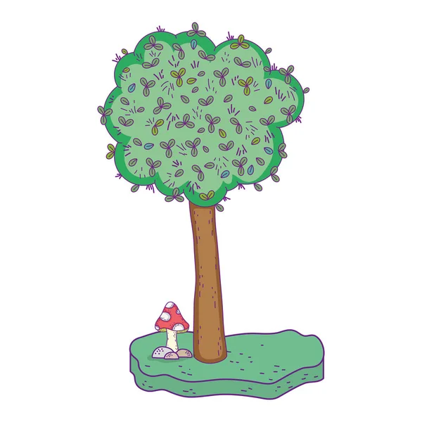 Verdure arbre feuillage feuilles champignon végétation herbe — Image vectorielle