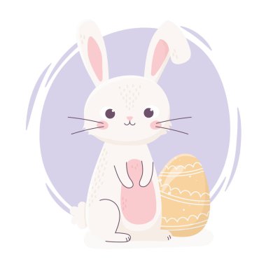 happy easter cute rabbit with yellow egg decoration celebration