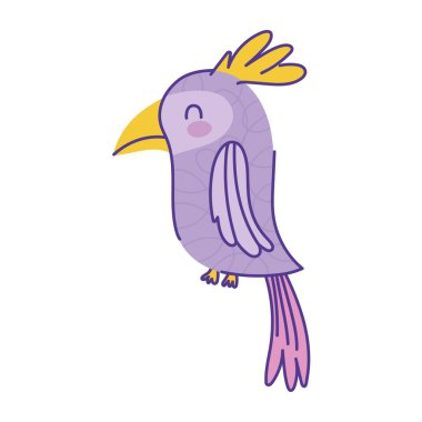 cute cockatoo animal cartoon doodle color on white background