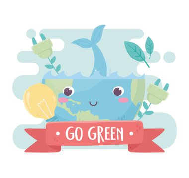 whale world bulb plug foliage nature environment ecology cartoon design