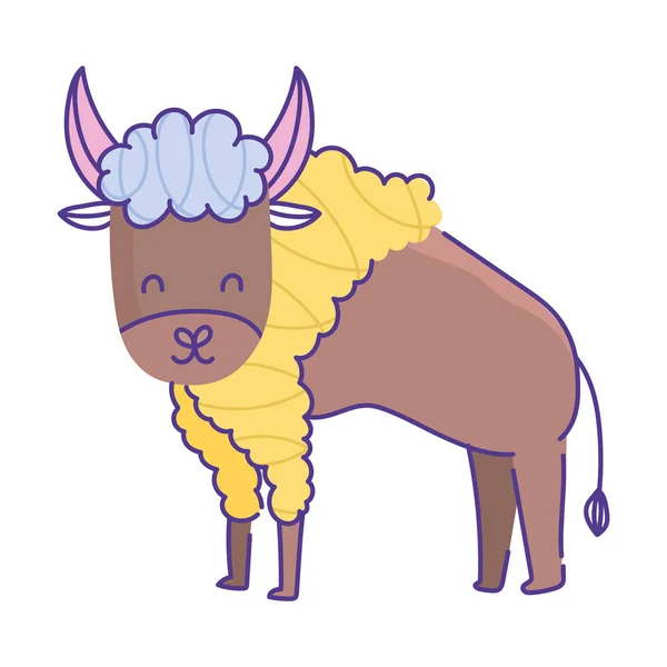 Buffalo animal cartoon doodle color on white background — ストックベクタ