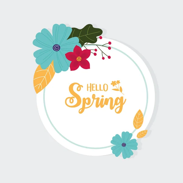 Heureux printemps fleurs feuillage nature cercle bannière — Image vectorielle