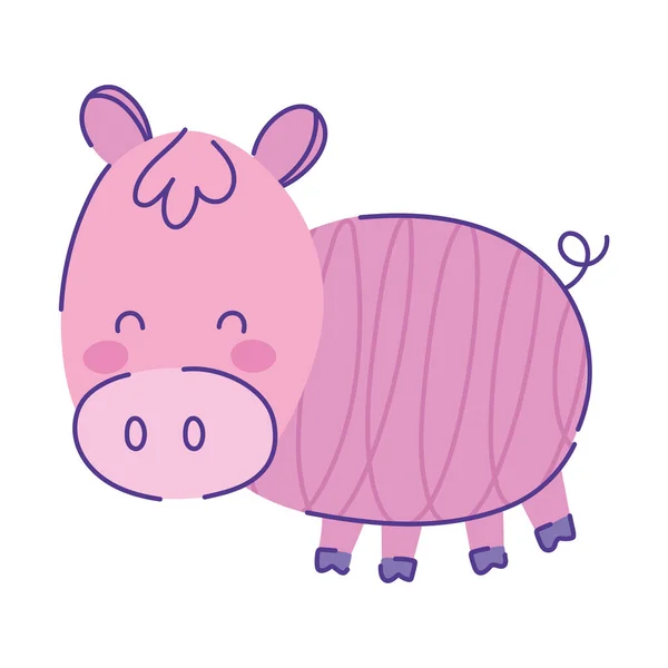 Cute pig animal cartoon doodle color on white background — Stock Vector