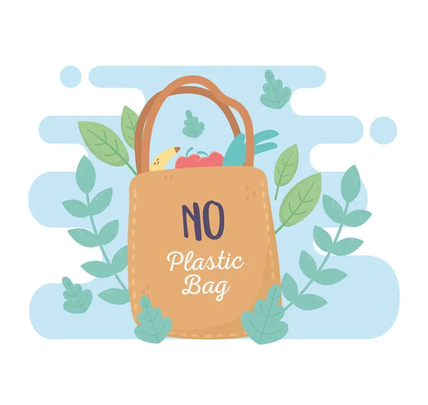 Pas de sac à provisions plastique environnement de marché écologie — Image vectorielle