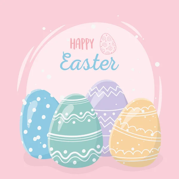 Frohe Ostern Grußkarte dekorativ gefärbte Eier — Stockvektor