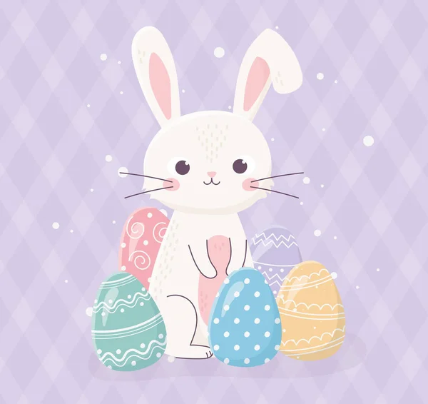 Fröhliche Osterhasen mit dekorativen Eiern Feier — Stockvektor
