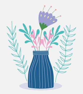 Vazo yeşilliği içinde çiçek vahşi botanik