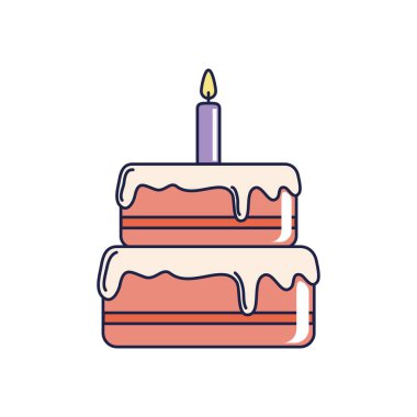 Mutlu yıllar, mumlu tatlı pasta parti kuyruğu ve dolma tarzı