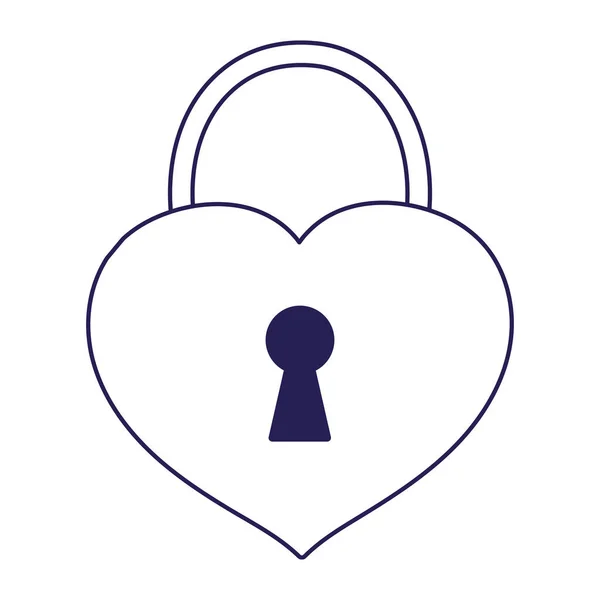 Happy valentines day, padlock security heart love passion cartoon line style — Stock Vector