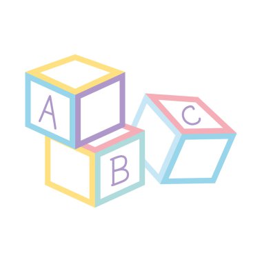 alfabe oyuncakların simge dizaynını engeller beyaz arkaplan