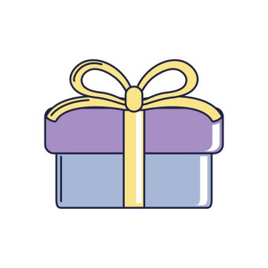 Mutlu yıllar, kurdele süslemeli hediye kutusu parti kuyruğu ve doldurma stili