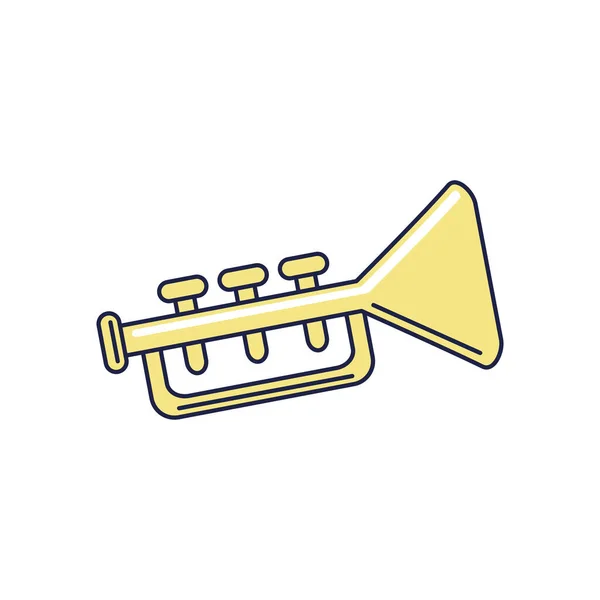 Happy birthday, trumpet instrument music celebration party line and fill style — Stockový vektor