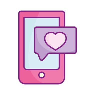 Sevgililer günün kutlu olsun, akıllı telefon kalbi romantik konuşma baloncuğunu sever.