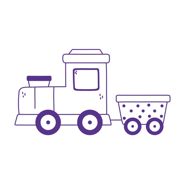 Kids toys train wagon icon design white background line style — 스톡 벡터