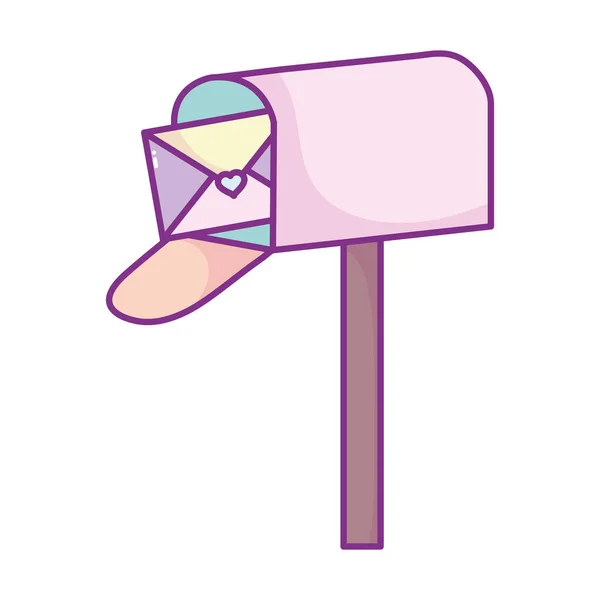 Feliz dia dos namorados, caixa de correio envelope messsage carta cartoon — Vetor de Stock