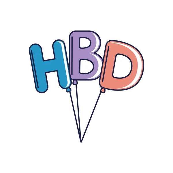 Happy birthday, letter bunch decoration celebration party line and fill style — стоковый вектор