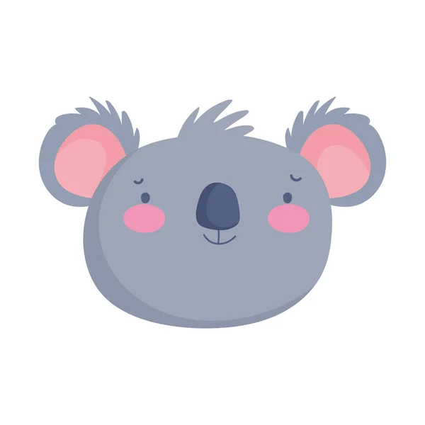 Bonito koala rosto animal desenho animado personagem — Vetor de Stock