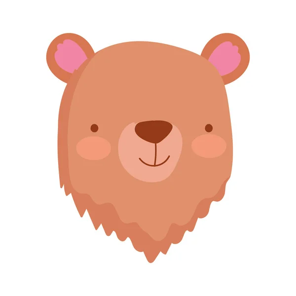 Lindo oso cara animal personaje de dibujos animados — Vector de stock
