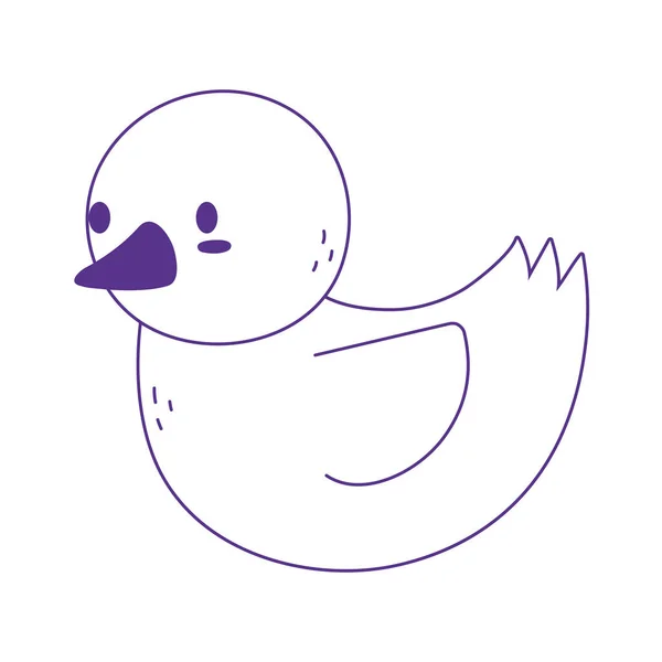 Niños juguete caucho pato icono diseño blanco fondo línea estilo — Archivo Imágenes Vectoriales