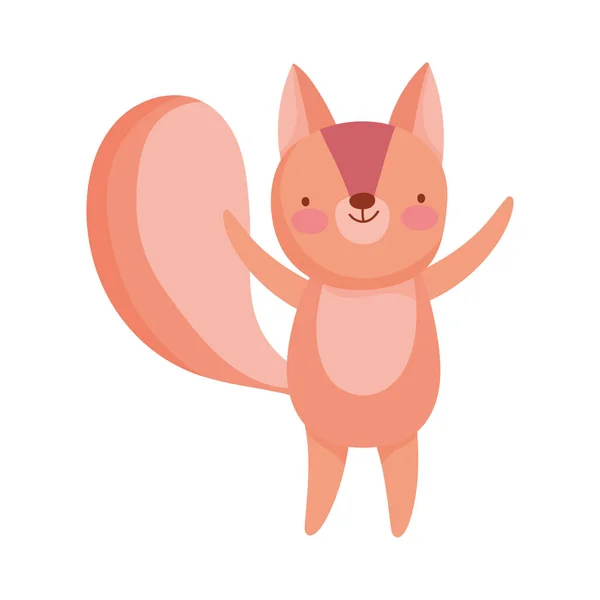 Cute squirrel hands up animal cartoon character — 图库矢量图片