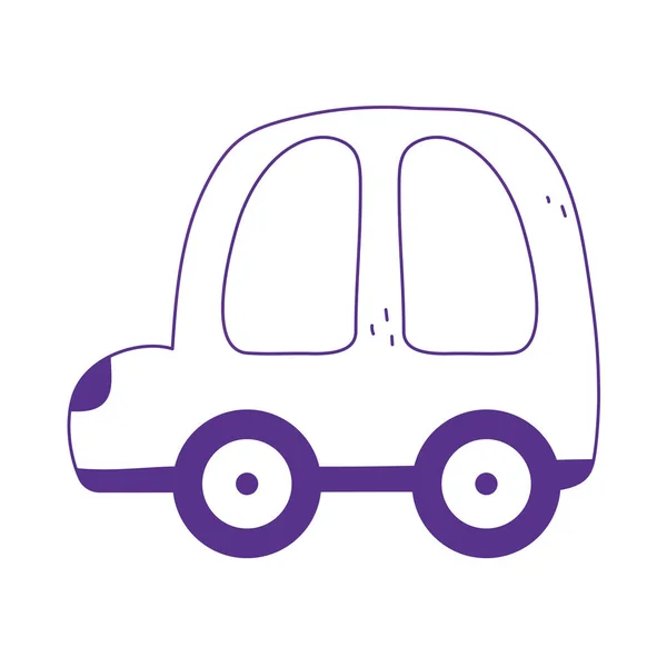 Niños juguete plástico coche icono diseño blanco fondo línea estilo — Vector de stock