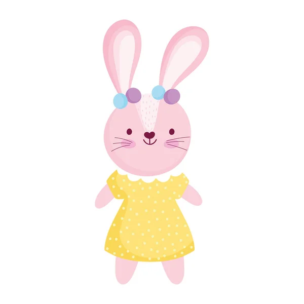 Милый женский кролик с персонажем мультфильма о животных платье — стоковый вектор