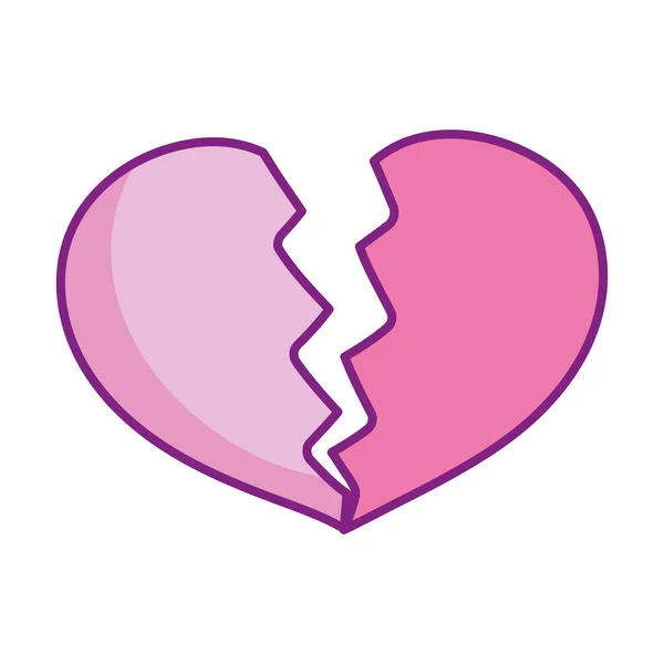 Saint Valentin heureux, coeur brisé amour triste icône — Image vectorielle