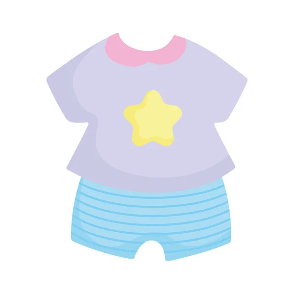 Short pants and shirt kids fashion clothes icon — Stockvektor