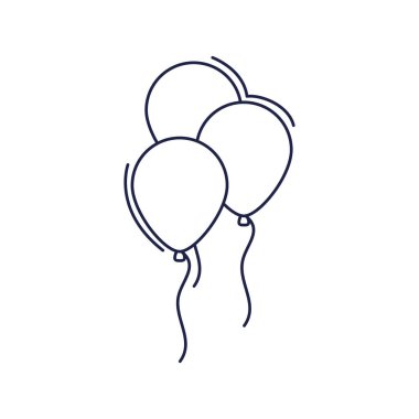 happy birthday, balloons decoration festive celebration party line style icon