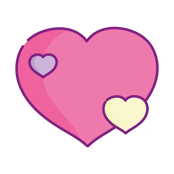 Feliz día de San Valentín, amor romántico sentimiento corazones dibujos animados — Vector de stock