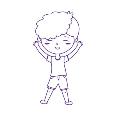 cute little boy cartoon charatcer, kids zone icon white background line style