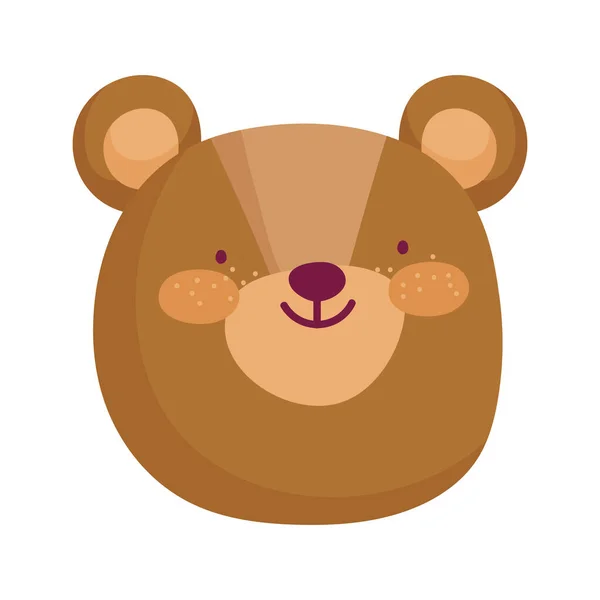 Bonito ursinho rosto animal desenho animado personagem — Vetor de Stock