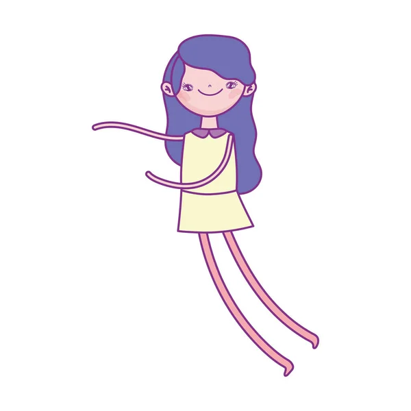 Cute girl cartoon character icon — Stockvektor