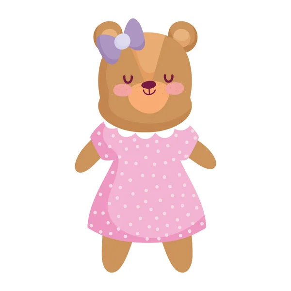 Cute female bear with dress animal cartoon character — Stockvektor