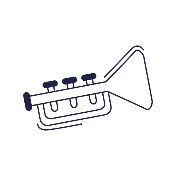 Happy birthday, trumpet instrument music celebration party line style icon — Stockvector