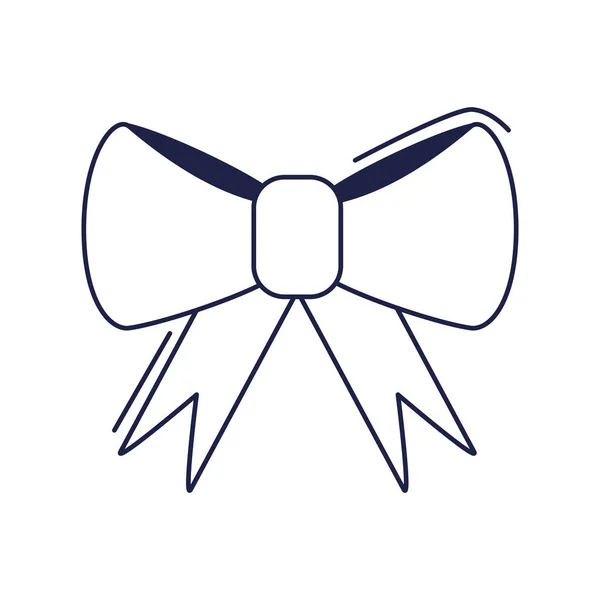 Happy birthday, gift bow decoration celebration party line style icon — Wektor stockowy