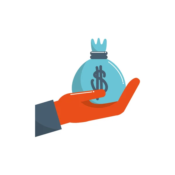 Hand holding bag money business financial color tone and fill — Wektor stockowy