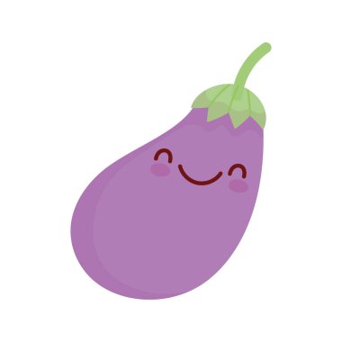 eggplant fresh vegetable cartoon food cute line and fill style