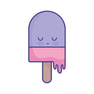 melted ice cream in stick cartoon food cute flat style icon