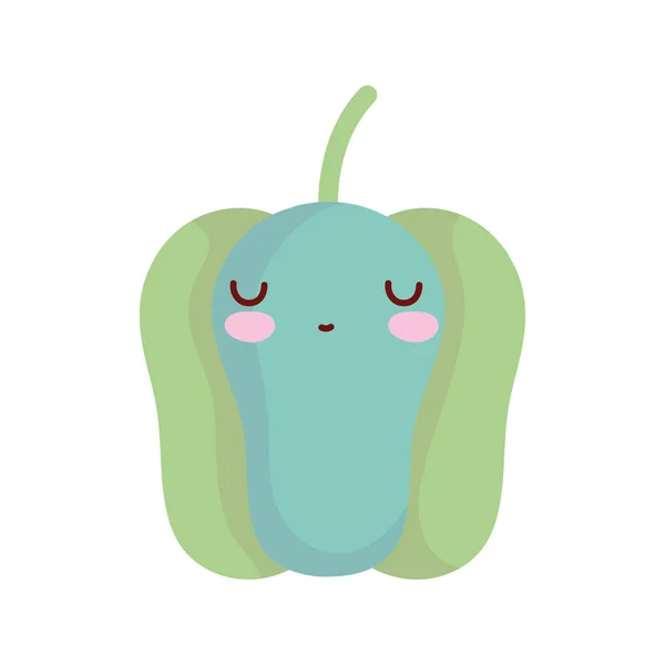 Green pepper bell character cartoon food cute line and fill style — 스톡 벡터