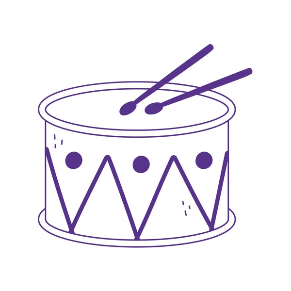Kids toy music drum with sticks icon design white background line style — 图库矢量图片